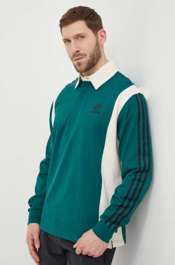 Bavlněné tričko s dlouhým rukávem adidas Originals zelená barva, IU0210