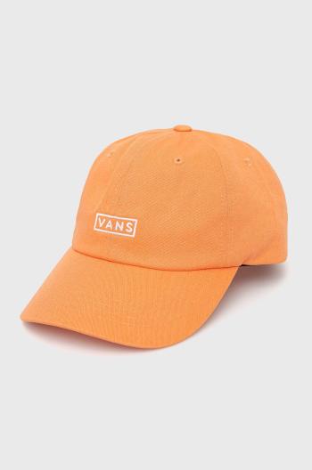 Bavlněná čepice Vans oranžová barva, s aplikací