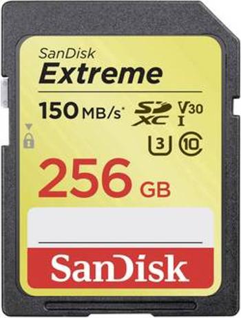 Paměťová karta SDXC, 256 GB, SanDisk Extreme® SDSDXV5-256G-GNCIN, Class 10, UHS-I, UHS-Class 3, v30 Video Speed Class, podpora videa 4K