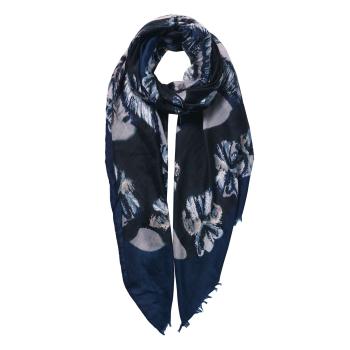 Tmavě modrý šátek s květy - 85*180 cm JZSC0597BL