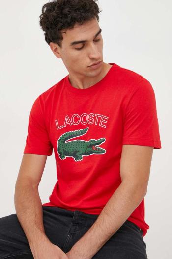 Tričko Lacoste červená barva, s potiskem