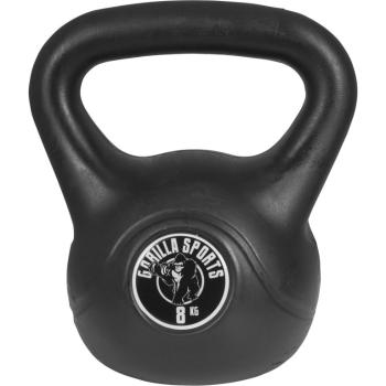 Gorilla Sports Kettlebell činka, plast, černá, 8 kg