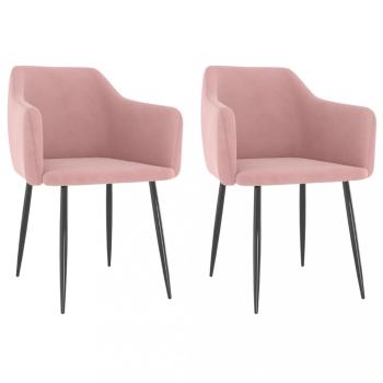 Jídelní židle 2 ks samet / kov Dekorhome Růžová