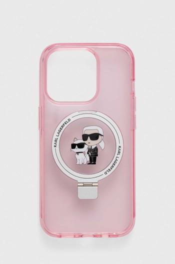 Obal na telefon Karl Lagerfeld iPhone 15 Pro 6.1 růžová barva