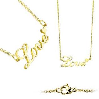 Šperky4U Zlacený ocelový náhrdelník "Love" - OPD0018-GD