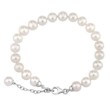SILVEGO perlový náramek z přírodních bílých perel se stříbrným zapínáním GRP685BW