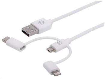 MANHATTAN USB 3-in-1 Charging and Data Cable, white