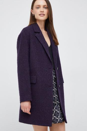 Kabát se směsi vlny Sisley fialová barva, přechodný