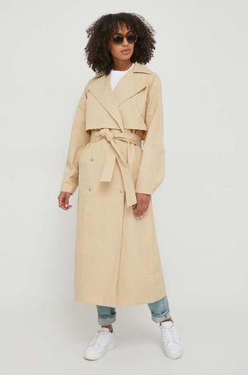 Trench kabát Calvin Klein Jeans dámský, béžová barva, přechodný, J20J222582