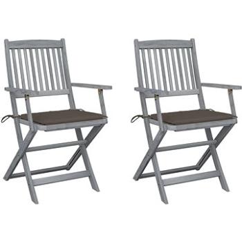 Skládací zahradní židle s poduškami 2 ks masivní akáciové dřevo, 3064490 (3064490)