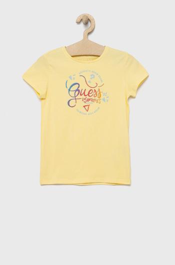 Dětské tričko Guess žlutá barva