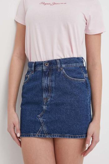 Džínová sukně Pepe Jeans MINI SKIRT MW tmavomodrá barva, mini, PL901123HT2