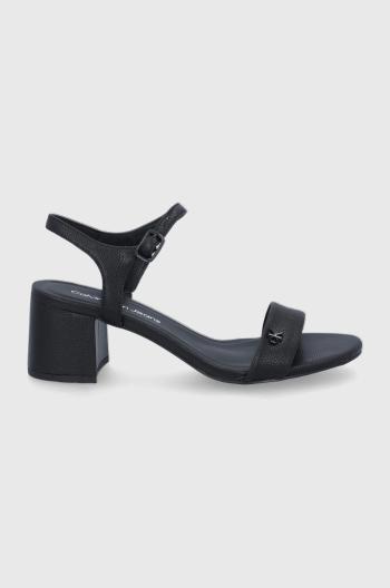 Kožené sandály Calvin Klein Jeans černá barva