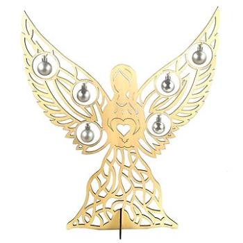 AMADEA Dřevěný 3D anděl s kuličkami, 48x40 cm (25708-0I)