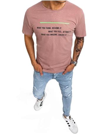 Růžové pánské tričko s nápisem na hrudi vel. M
