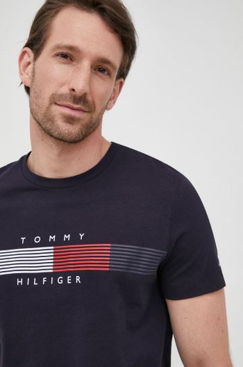 Bavlněné tričko Tommy Hilfiger tmavomodrá barva, s potiskem