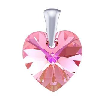 SILVEGO Stříbrný přívěsek SRDCE vyrobený se Swarovski Elements Light Rose LSW093P