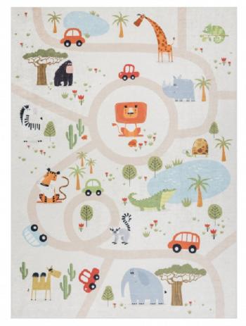 Dywany Łuszczów Dětský kusový koberec Bambino 1165 Zoo beige - 140x190 cm Béžová