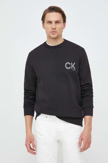 Bavlněná mikina Calvin Klein pánská, černá barva, hladká