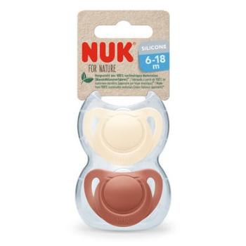 NUK Dudlík pro Nature silikonový 6-18 měsíců červený / krémový 2-pack