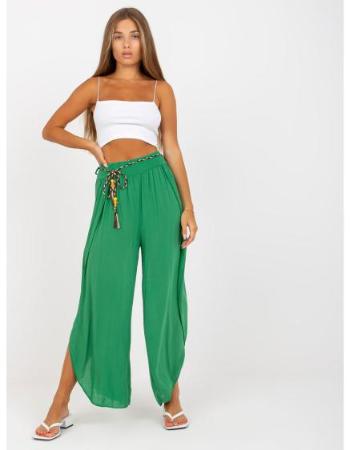 Dámské kalhoty s vysokým pasem OCH BELLA zelené