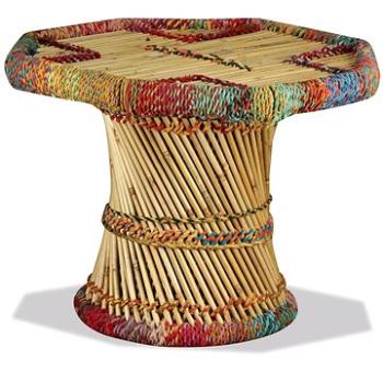 Konferenční stolek, bambus s látkou chindi, vícebarevný (244214)