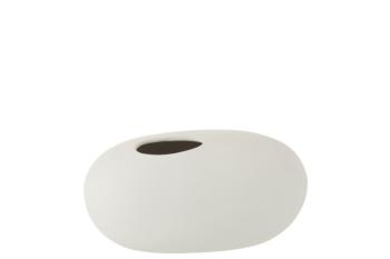 Bílá keramická oválná váza Matt White L - 25*15*13 cm 1096