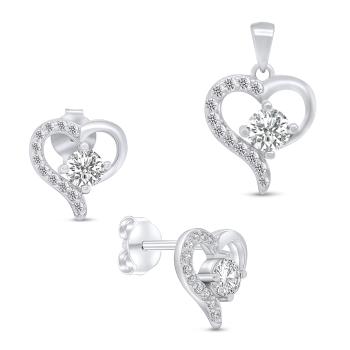 Brilio Silver Romantický set šperků Srdíčka SET219W (přívěsek, náušnice)
