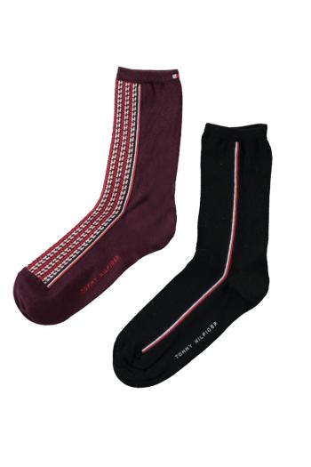 Černo-bordové ponožky Monogram Sock - dvojbalení