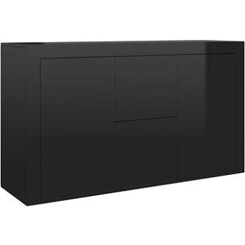 Příborník černý s vysokým leskem 120 × 36 × 69 cm dřevotříska (801848)