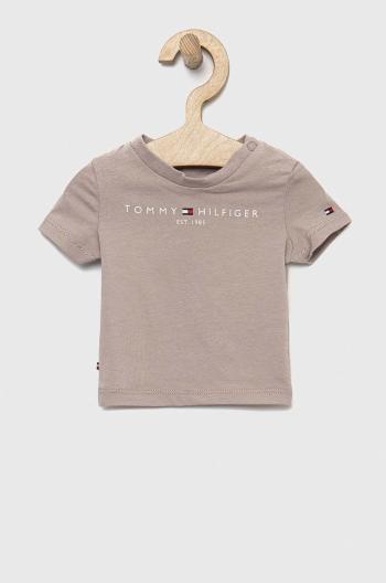Kojenecké tričko Tommy Hilfiger béžová barva, s potiskem