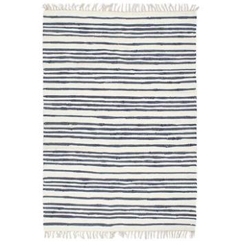 Ručně tkaný koberec Chindi bavlna 120x170 cm modro-bílý (133922)