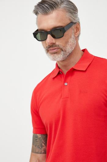 Bavlněné polo tričko BOSS červená barva, s aplikací
