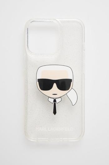 Obal na telefon Karl Lagerfeld stříbrná barva iPhone 13 Pro