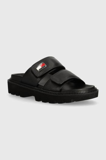 Pantofle Tommy Jeans TJW PUFFED SANDAL dámské, černá barva, EN0EN02560