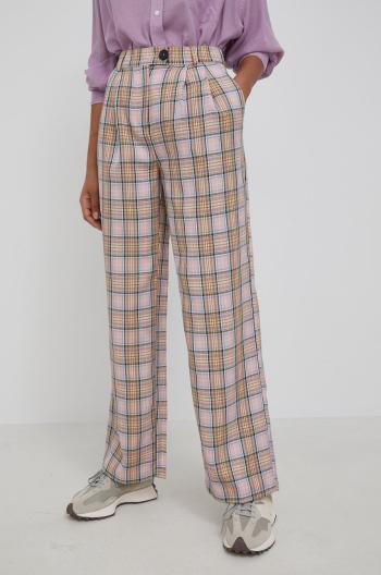 Kalhoty Y.A.S dámské, růžová barva, jednoduché, high waist
