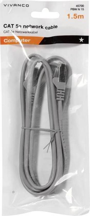 Síťový kabel RJ45 Vivanco 45700, CAT 5e, F/UTP, 1.50 m, šedá