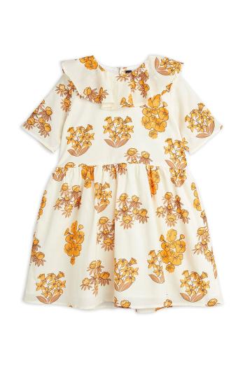 Dětské bavlněné šaty Mini Rodini béžová barva, mini, áčková