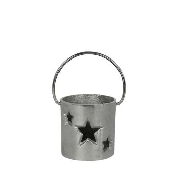 Stříbrný kovový svícen s hvězdami - Ø 12*12cm VBSWR12
