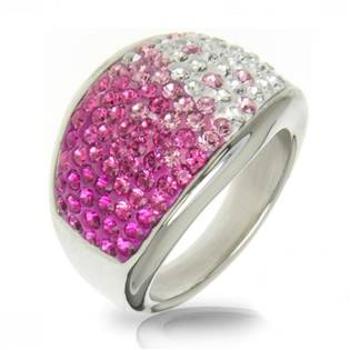 AKTUAL, s.r.o. Ocelový prsten s krystaly Crystals from Swarovski®, ROSE - velikost 56 - LV1020-RO-56
