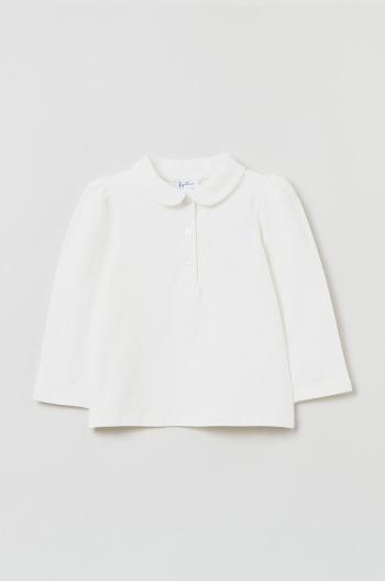 Dětské tričko s dlouhým rukávem OVS bílá barva, s límečkem
