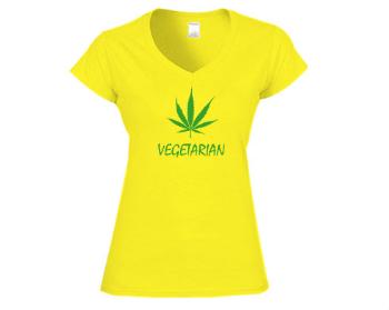 Dámské tričko V-výstřih Vegetarián
