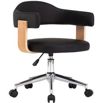 Otočná jídelní židle černá ohýbané dřevo a umělá kůže (287418)