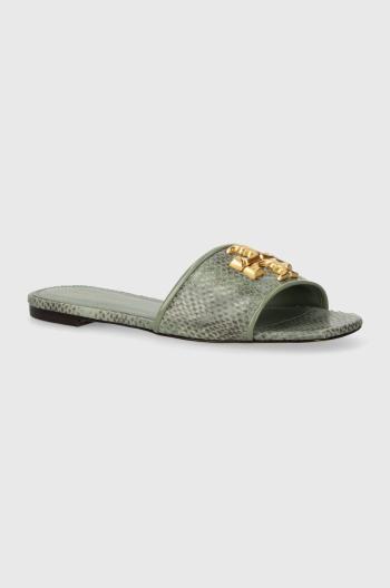 Kožené pantofle Tory Burch Eleanor Slide dámské, zelená barva, 155132.300