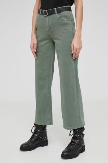Džíny Answear Lab dámské, zelená barva, medium waist