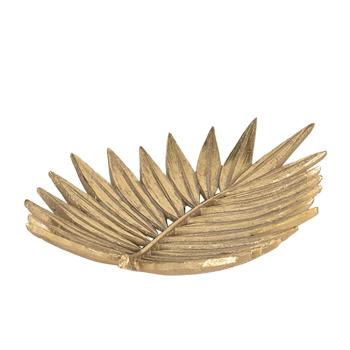 Zlatý dekorační talíř ve tvaru listu - 18*15*3 cm 6PR3006