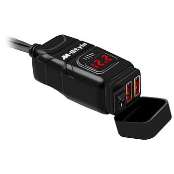 M-Style UN10 2x USB nabíječka / zásuvka s voltmetrem moto baterie (5049-MS-192007)