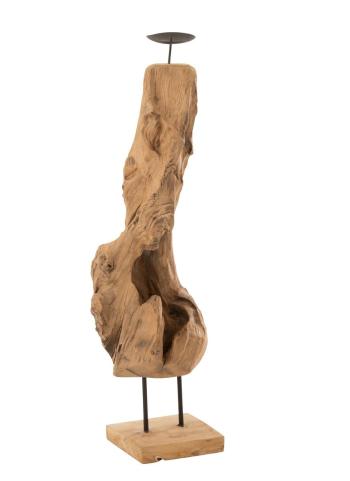 Dřevěný svícen v přírodním tvaru z teakového dřeva Trun M - 15*15*70 cm 11301