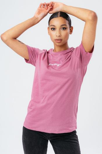 Bavlněné tričko Hype růžová barva