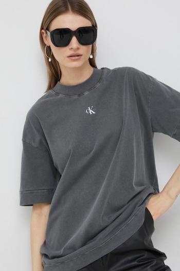 Bavlněné tričko Calvin Klein Jeans šedá barva